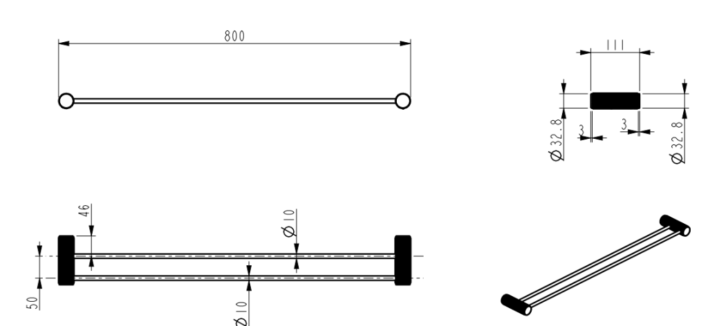 Mica Fluted Double Towel Rail - Neche Interiors
