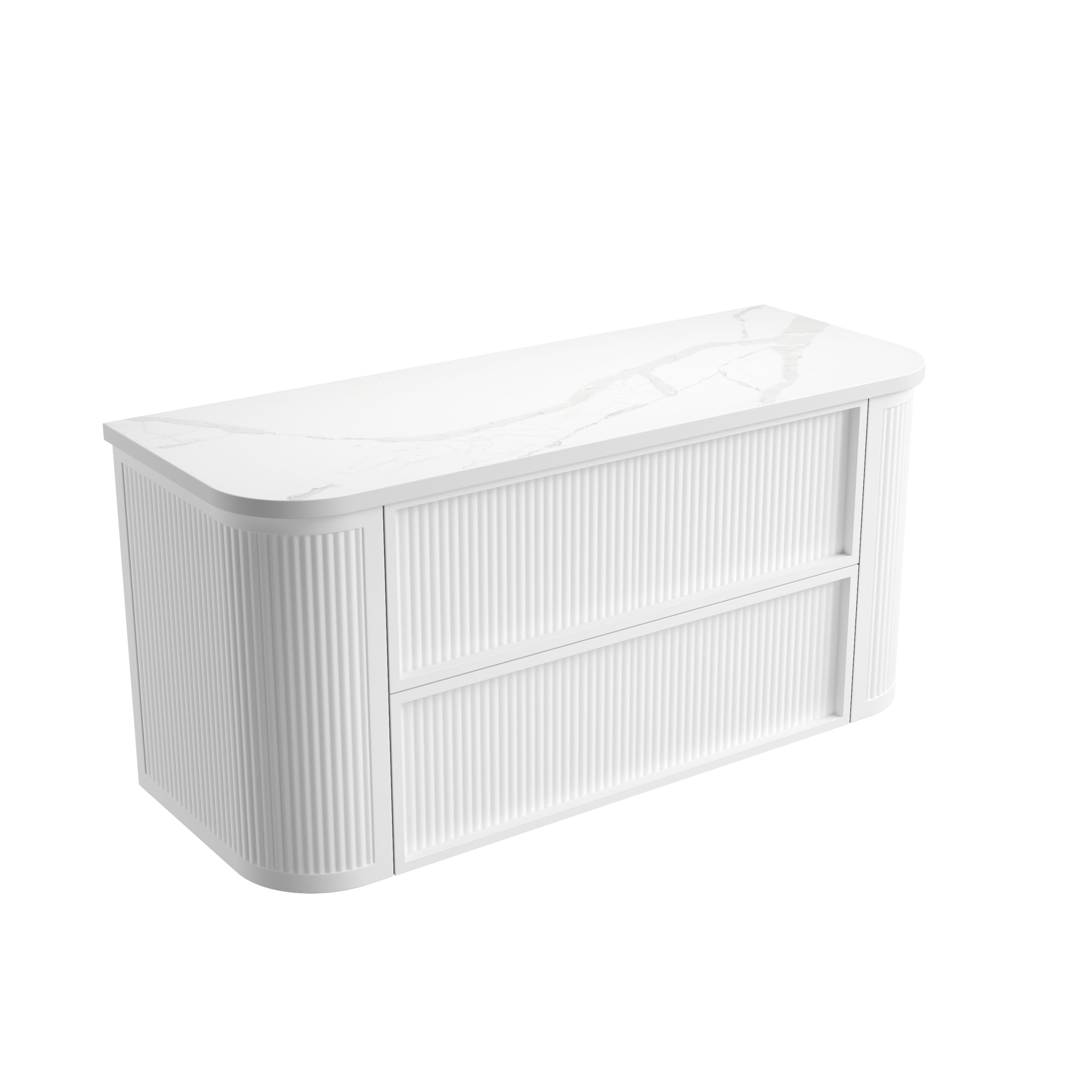 Ramee Matte White Fluted Wall Hung Vanity