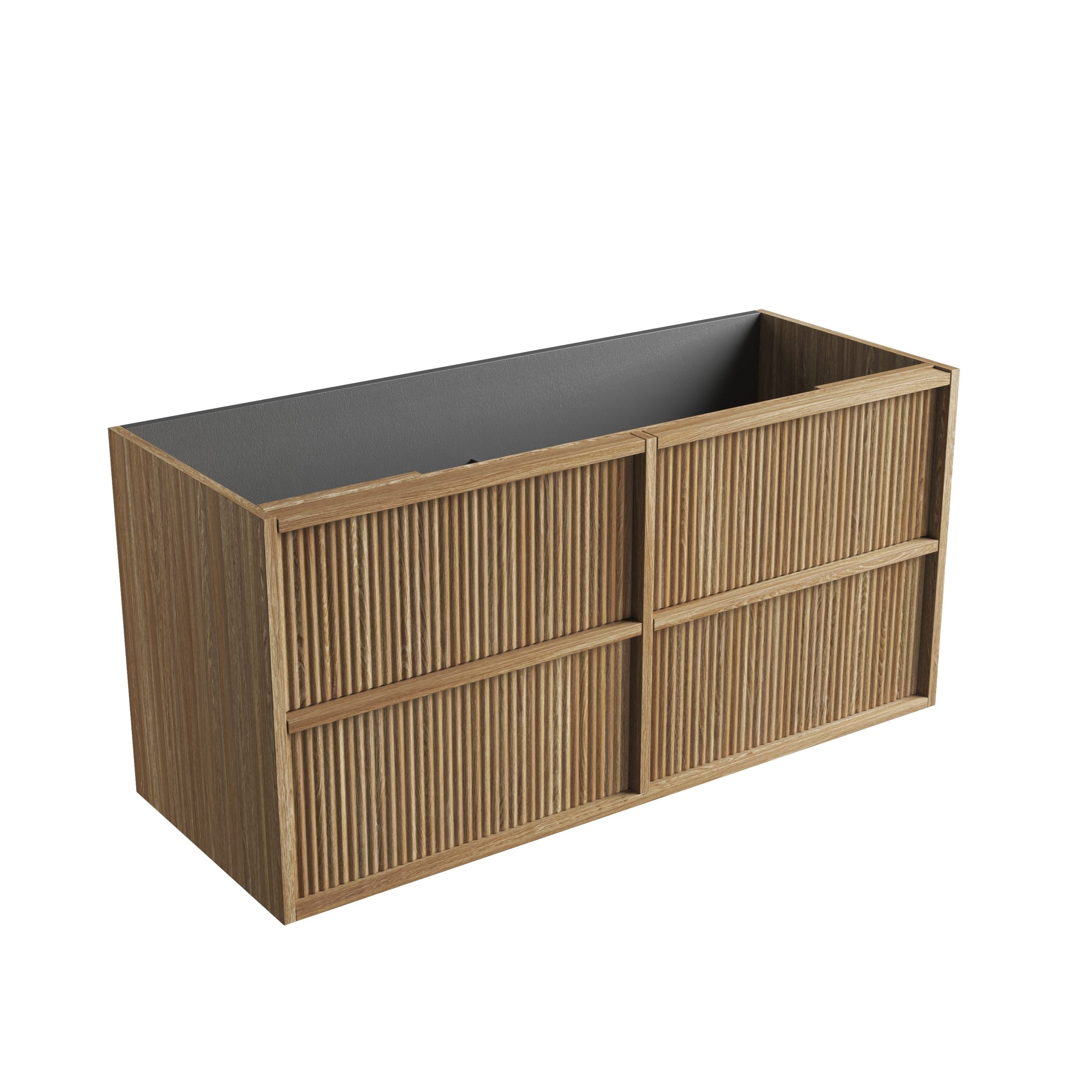 Venetta Fluted Framed Wall Hung Harvest Oak Vanity