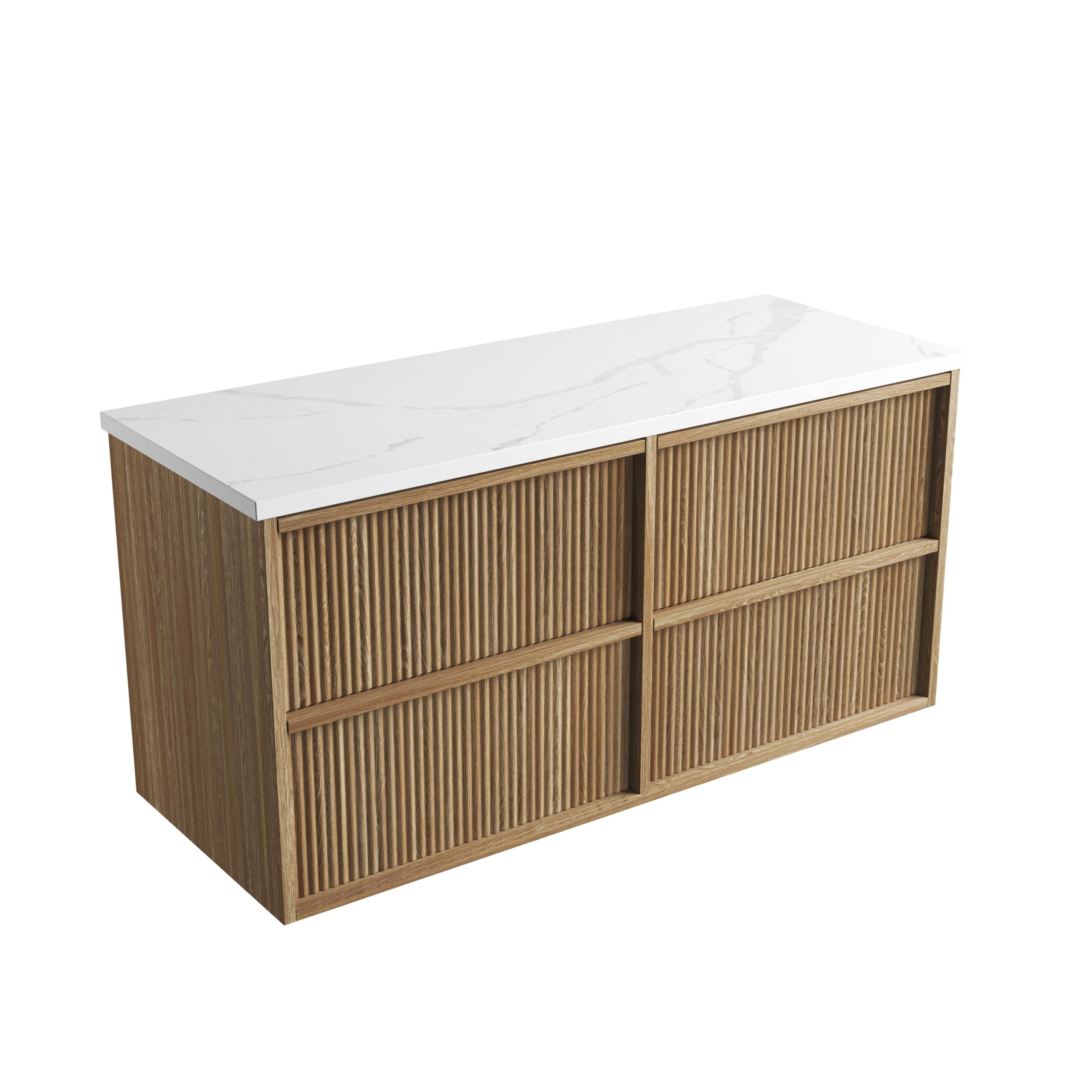 Venetta Fluted Framed Wall Hung Harvest Oak Vanity