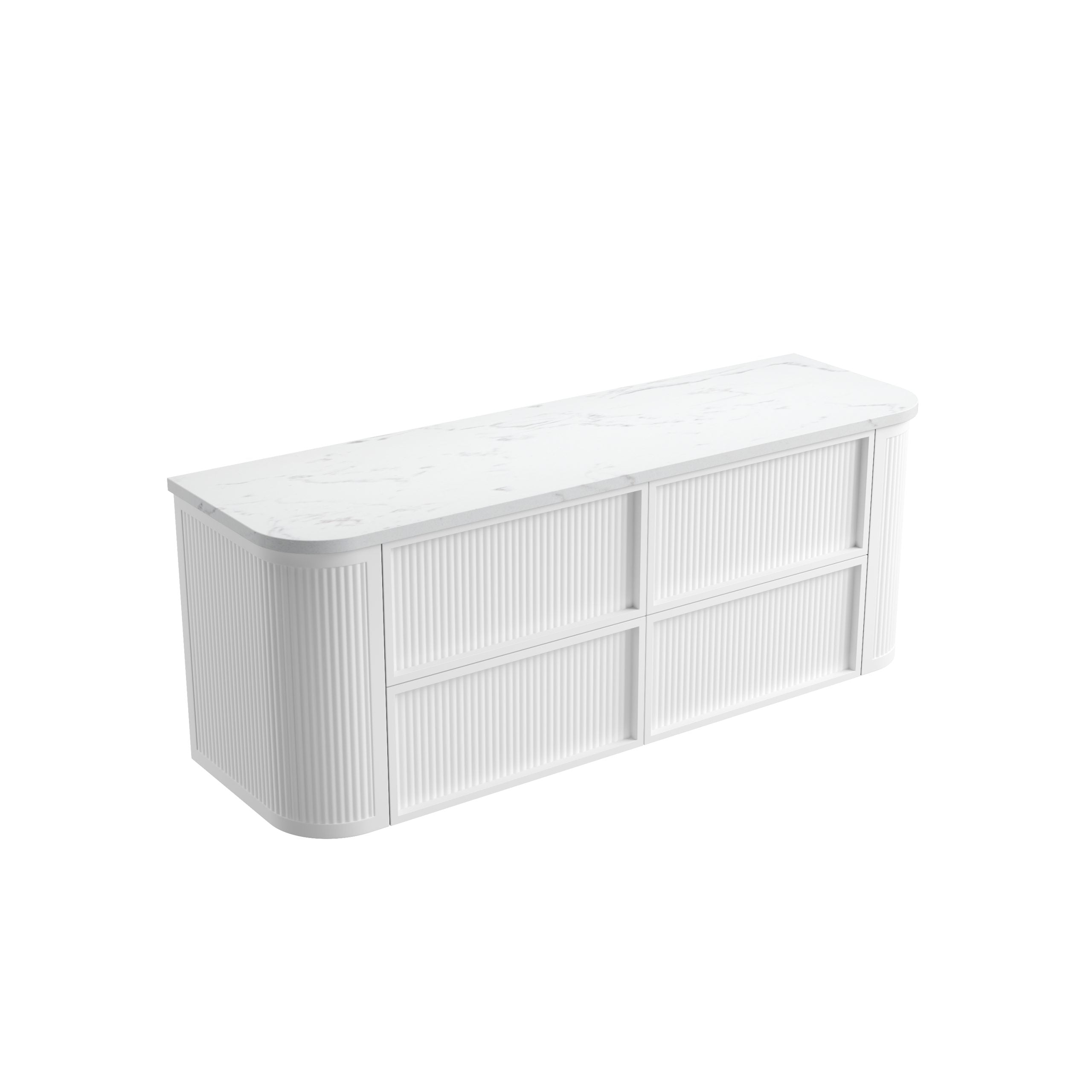 Ramee Matte White Fluted Wall Hung Vanity