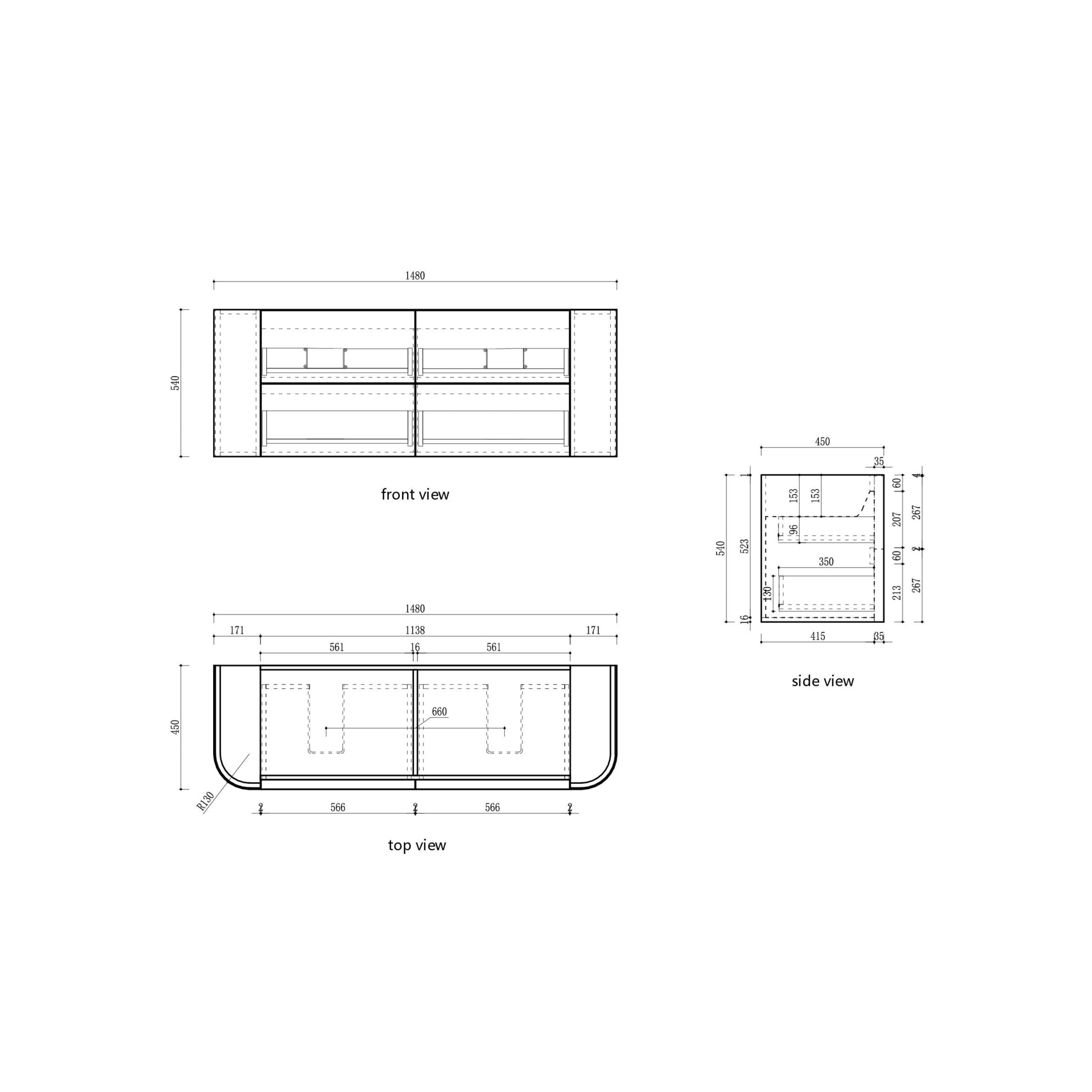 Ramee Matte White Fluted Wall Hung Vanity