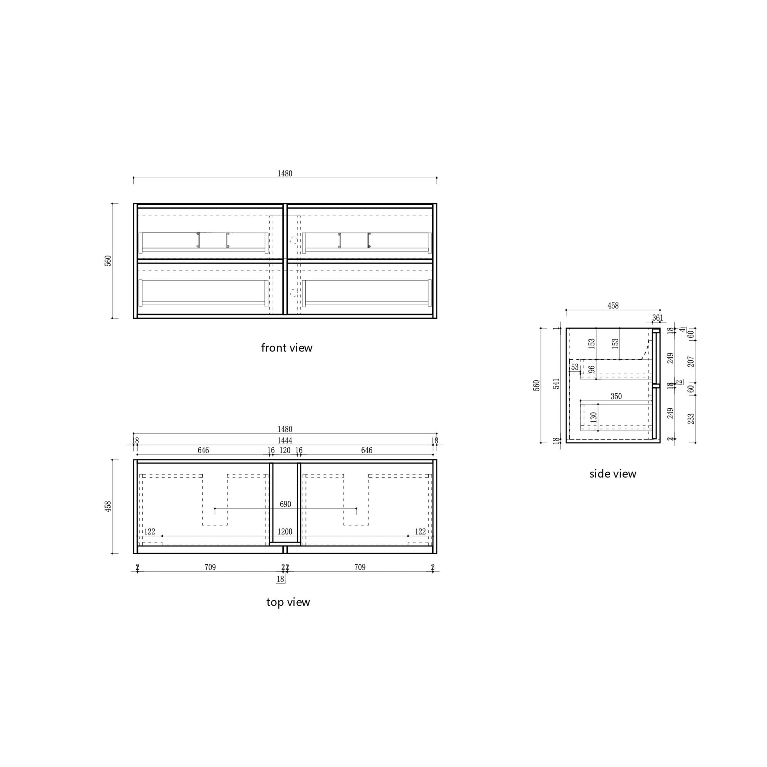 Venetta Fluted Framed Wall Hung Harvest Oak Vanity