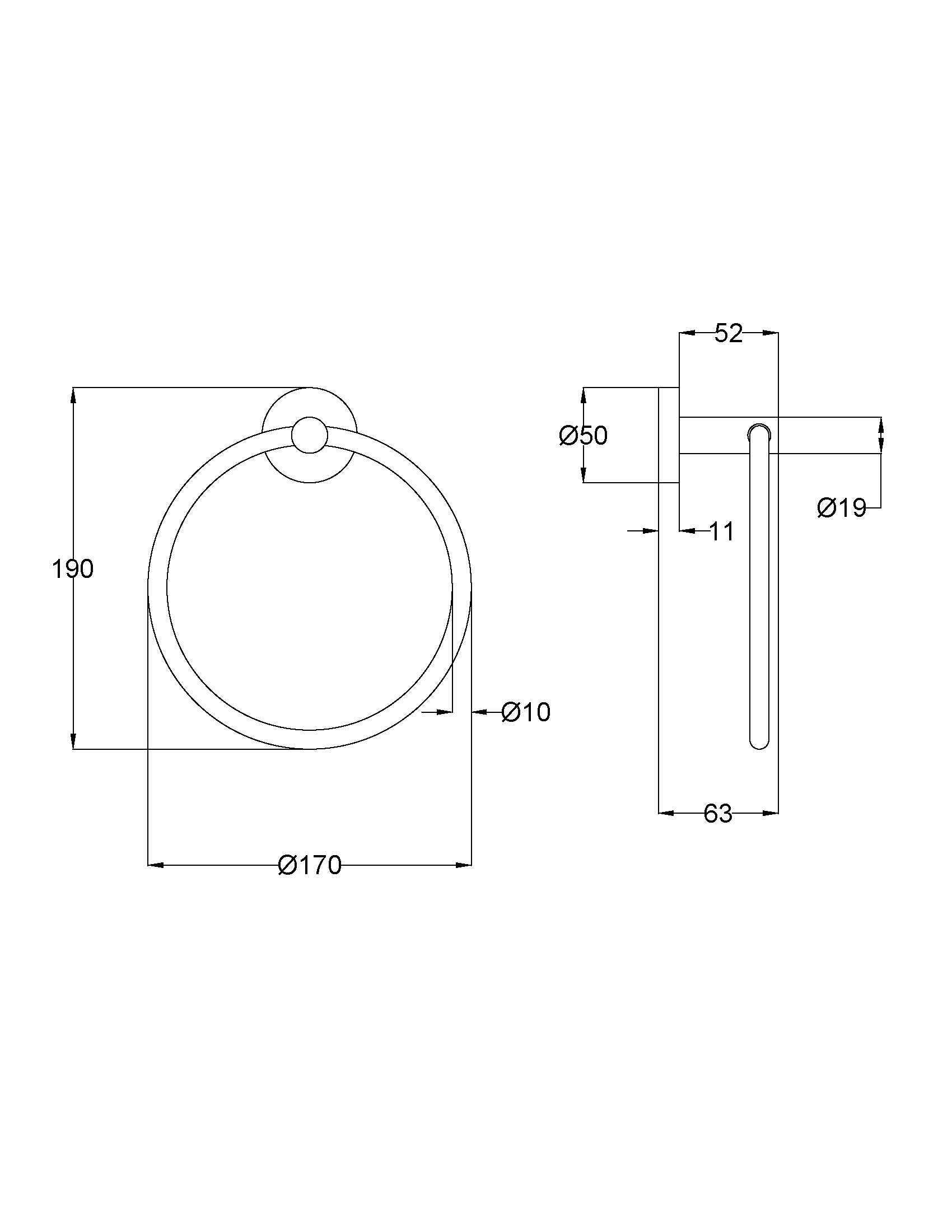 Otus Slimline Towel Ring