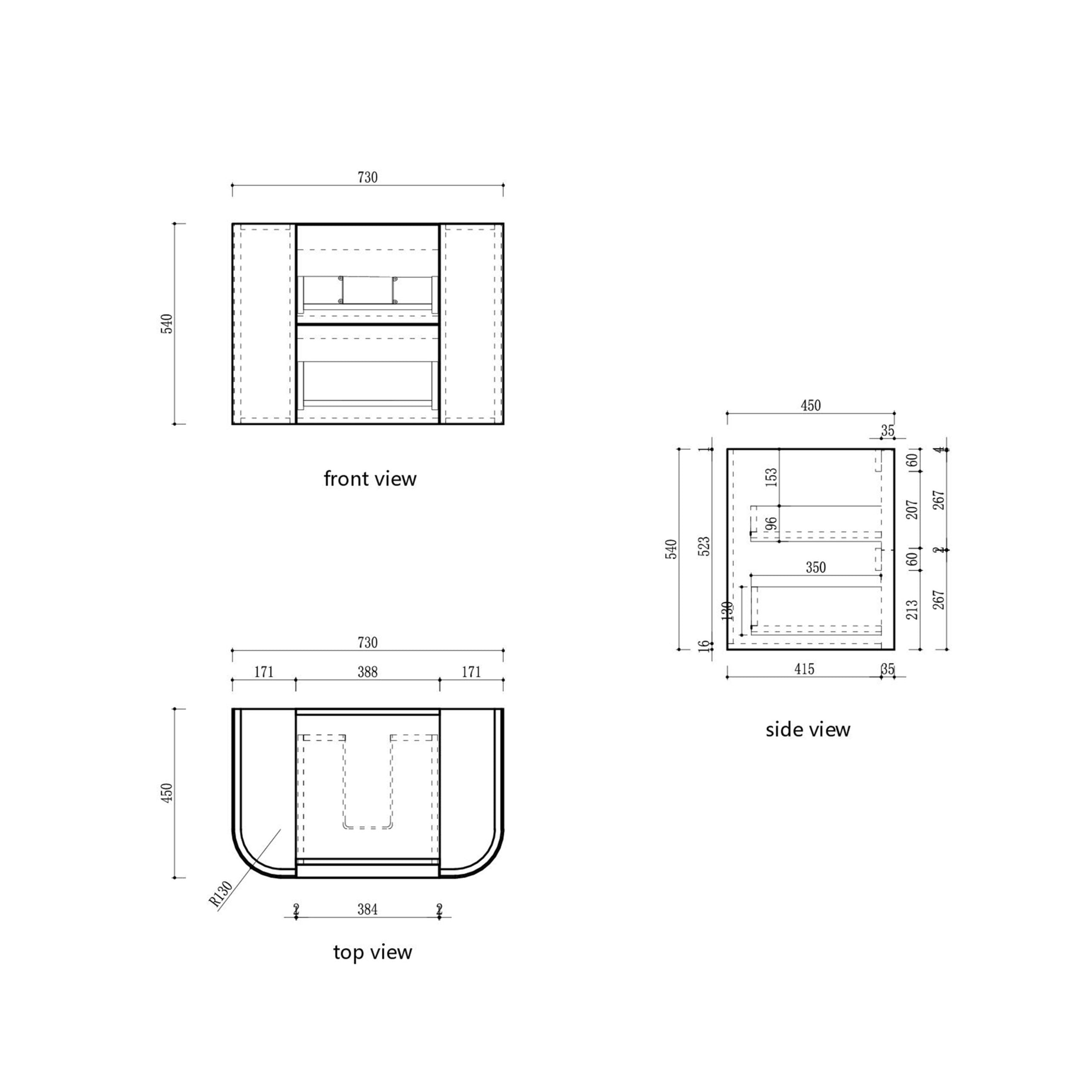 Ramee Matte White Fluted Wall Hung Vanity