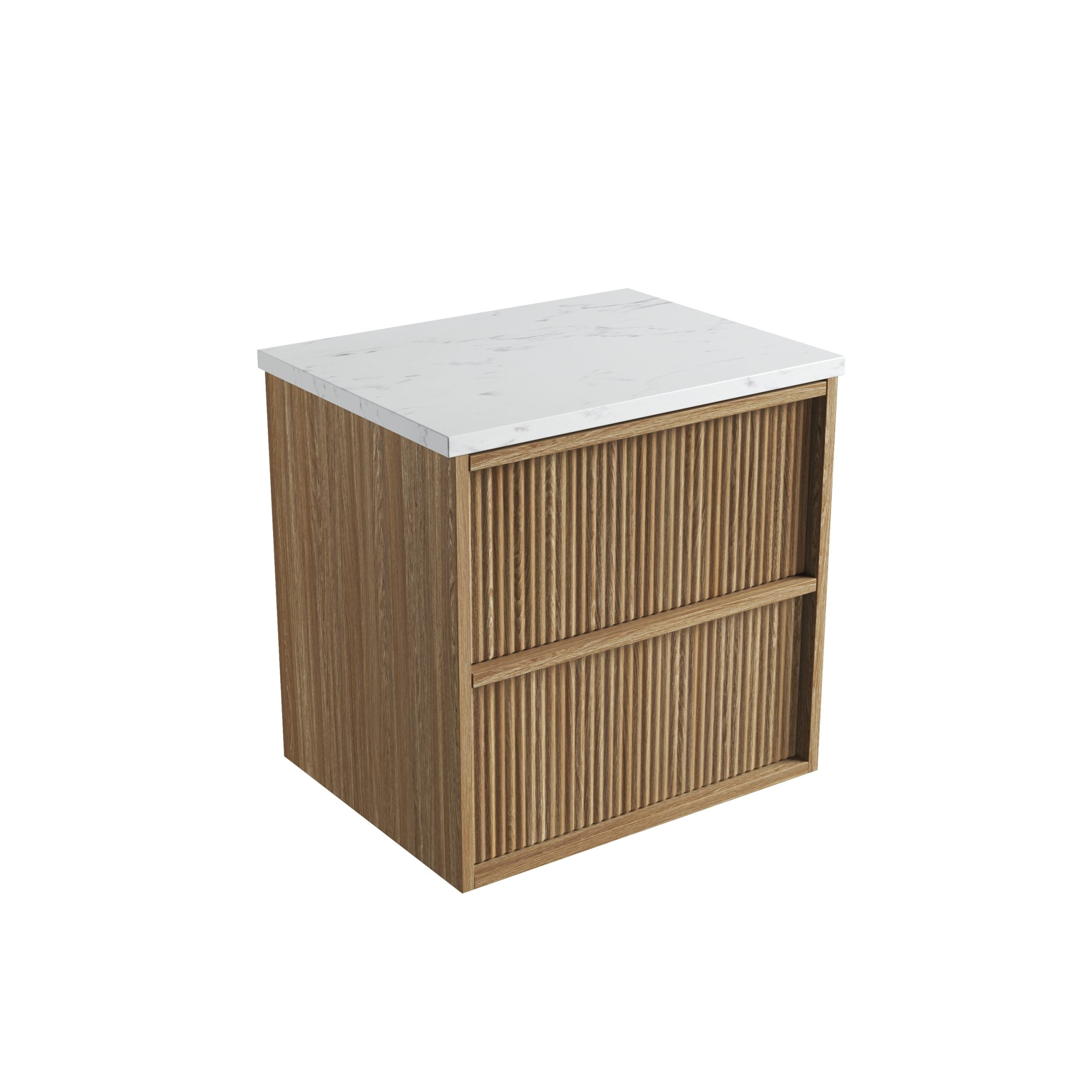 Venetta Fluted Framed Wall Hung Harvest Oak Vanity