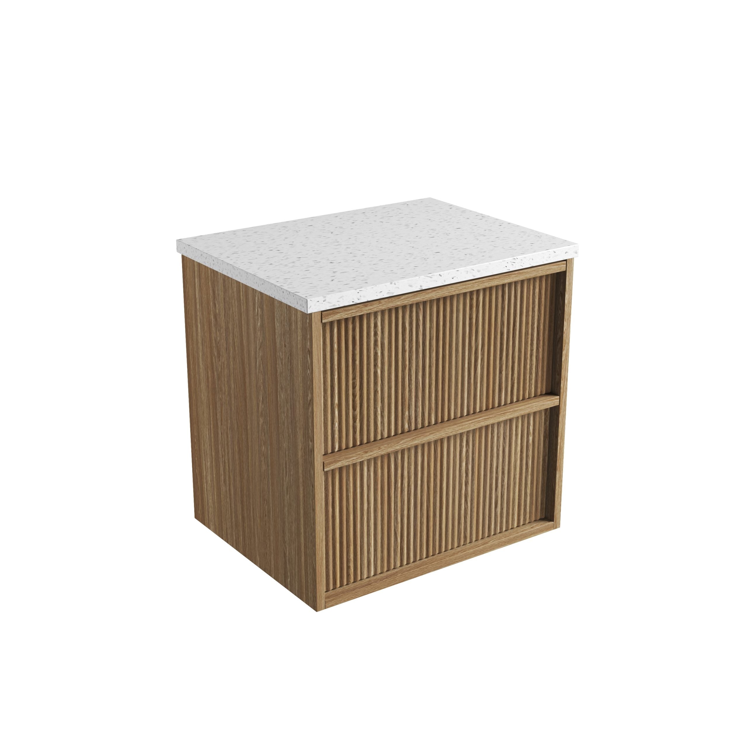 Venetta Fluted Framed Wall Hung Harvest Oak Vanity