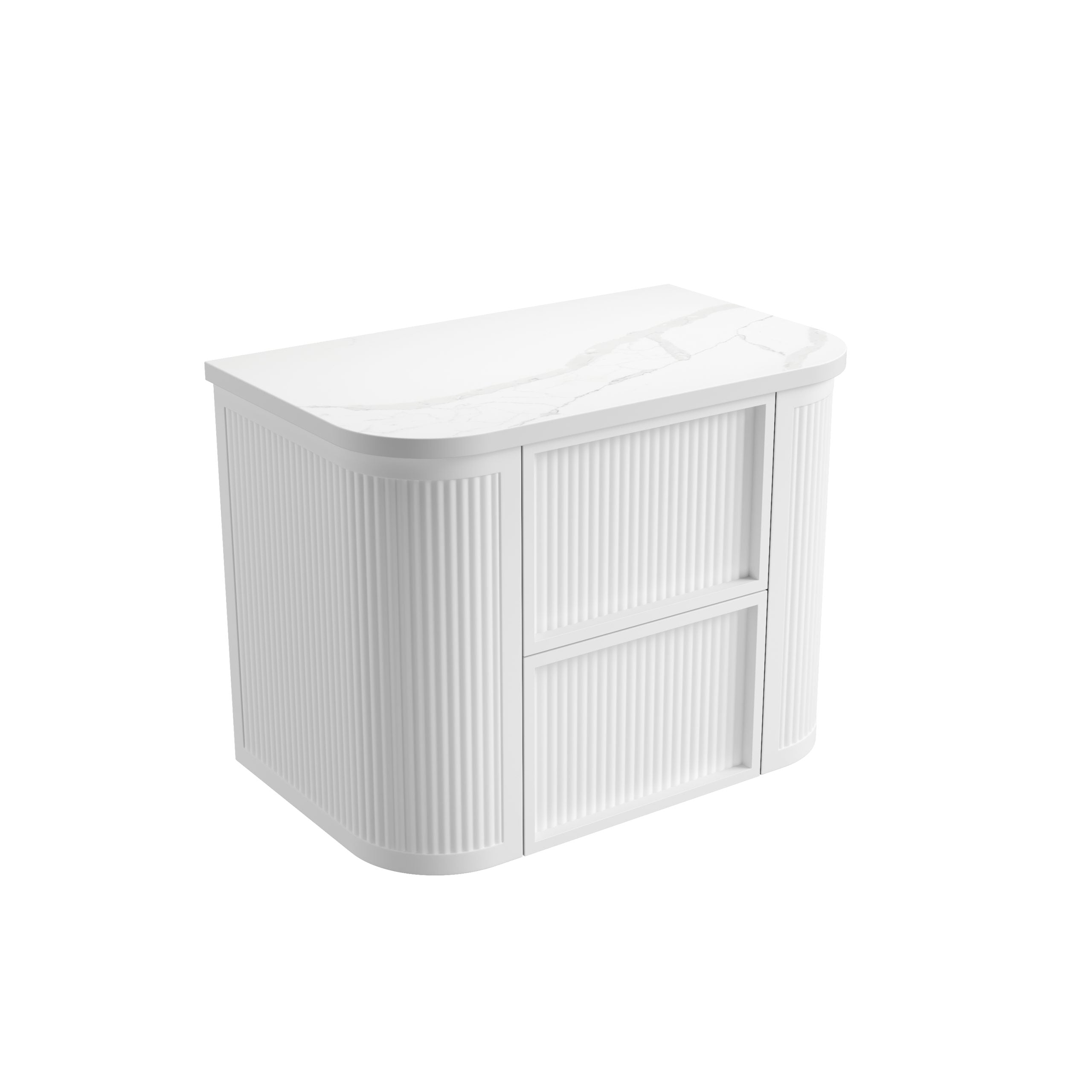 Ramee Matte White Fluted Wall Hung Vanity