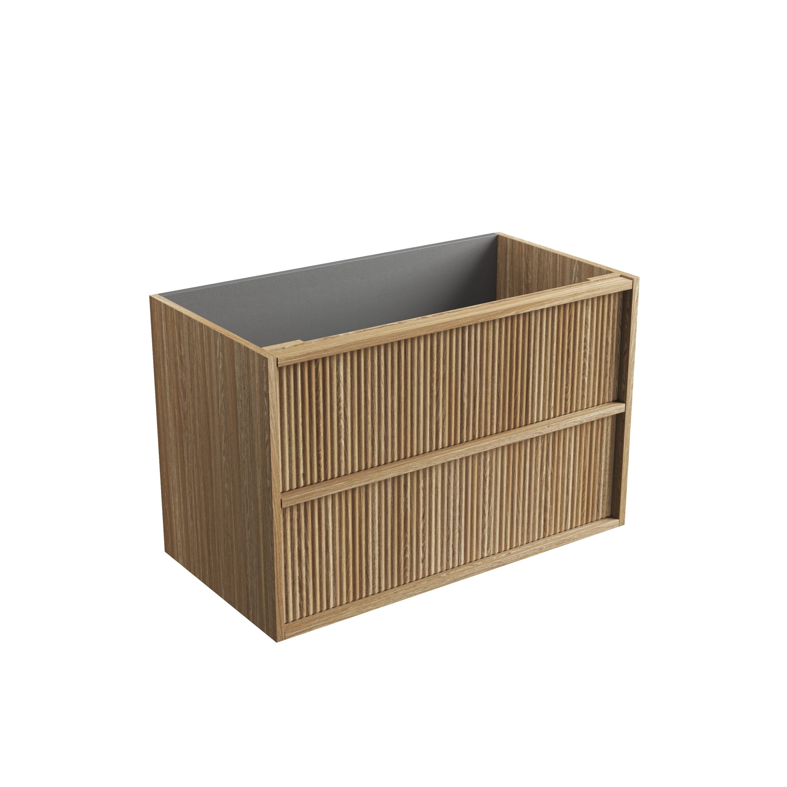 Venetta Fluted Framed Wall Hung Harvest Oak Vanity