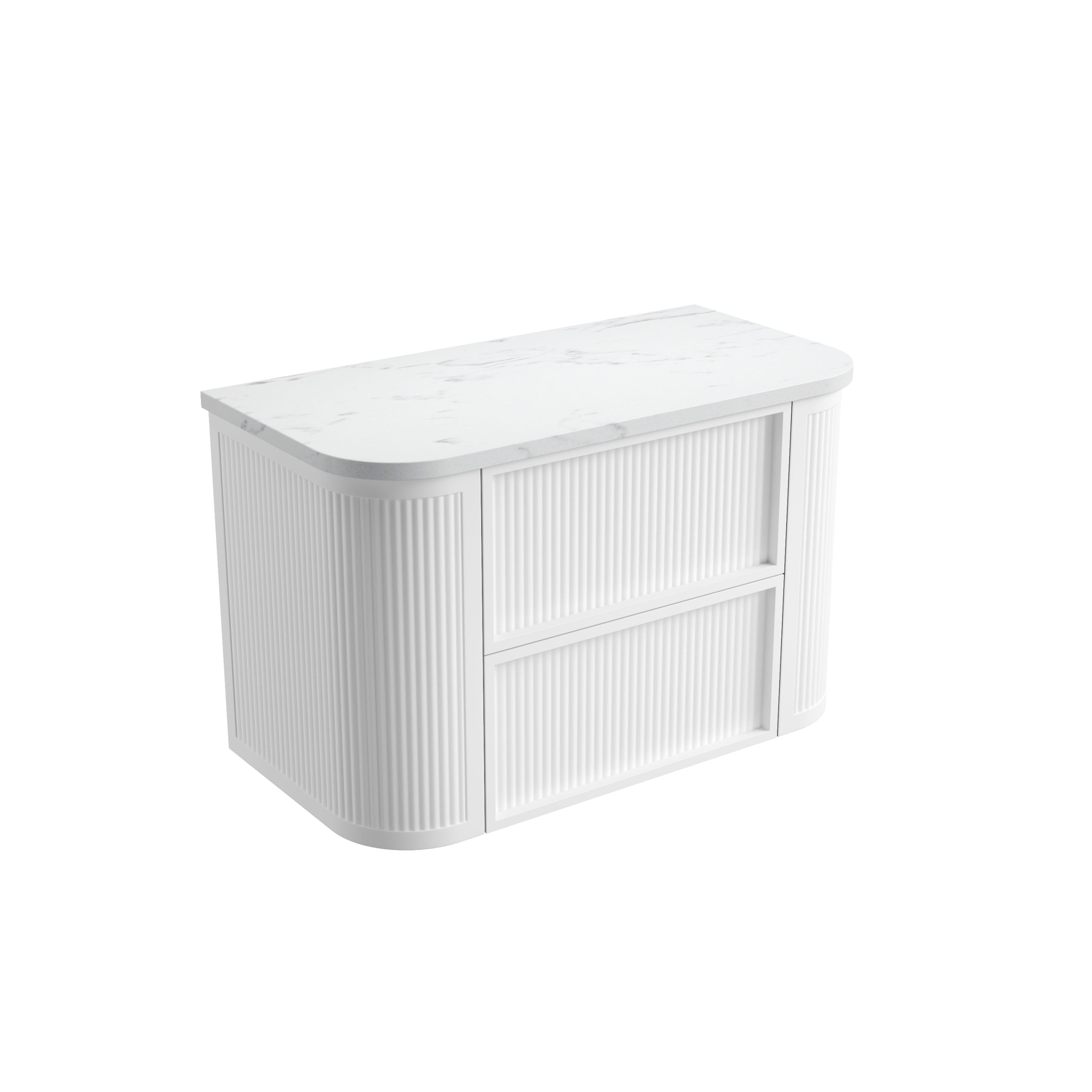Ramee Matte White Fluted Wall Hung Vanity