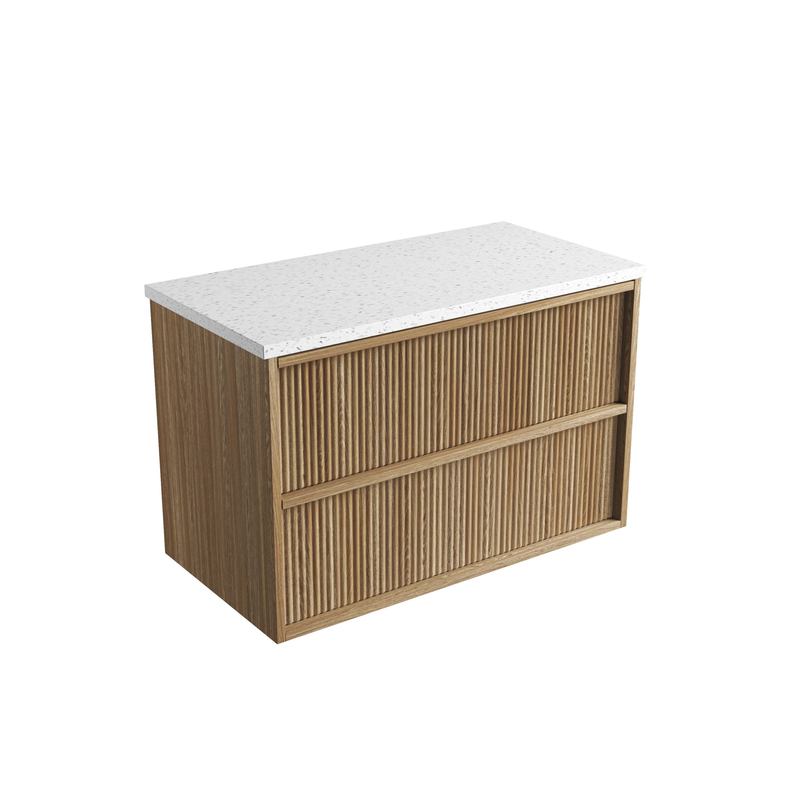 Venetta Fluted Framed Wall Hung Harvest Oak Vanity