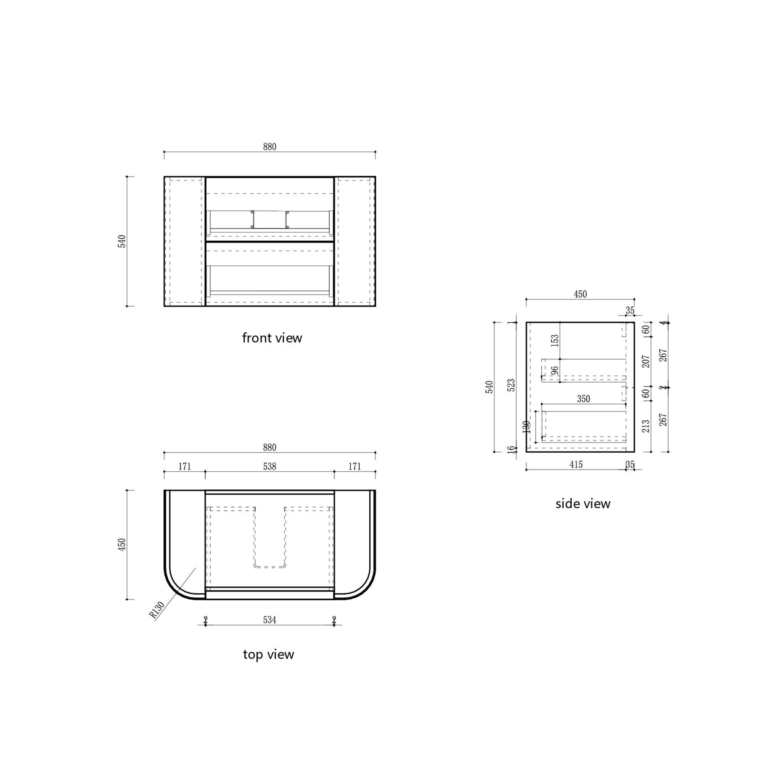 Ramee Matte White Fluted Wall Hung Vanity