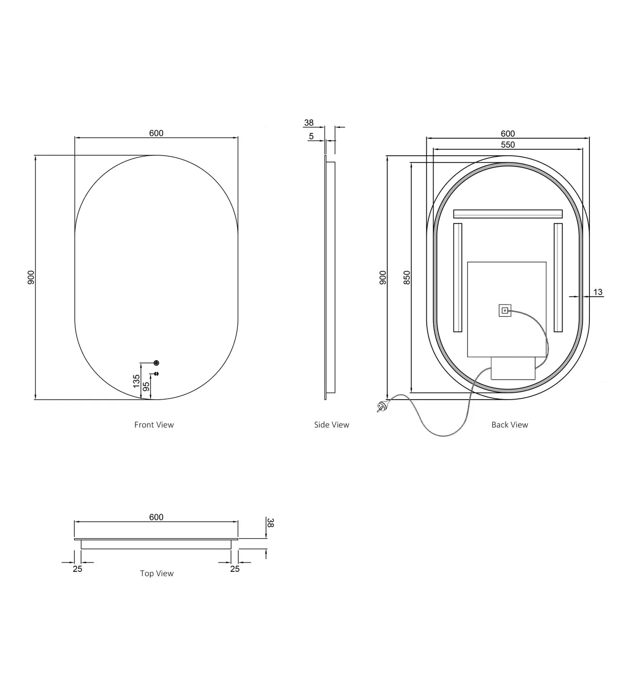 Noosa LED Frameless Mirror - Neche Interiors