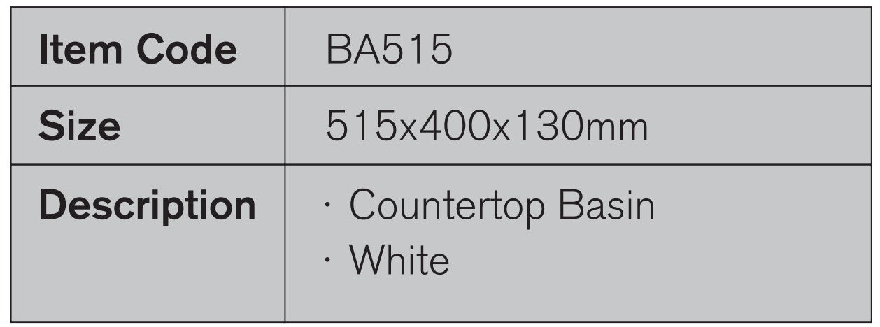 Large Rectangle Counter Top Basin