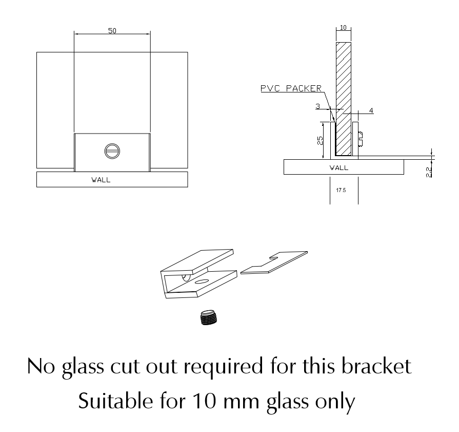 Shower Screen Wall Bracket - Neche Interiors