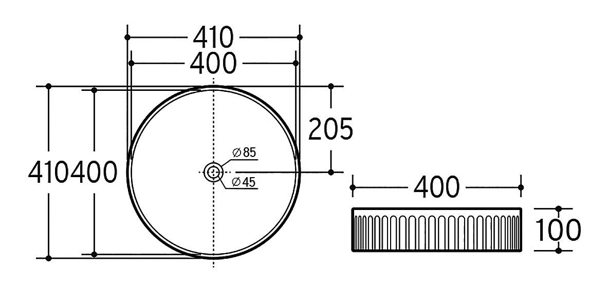 Round Fluted Counter Top Basin