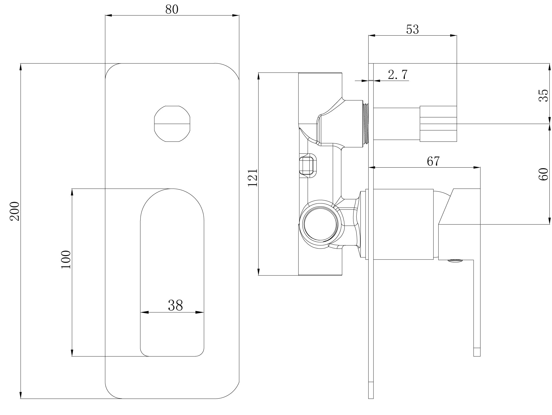 Flores Wall Mixer with Diverter