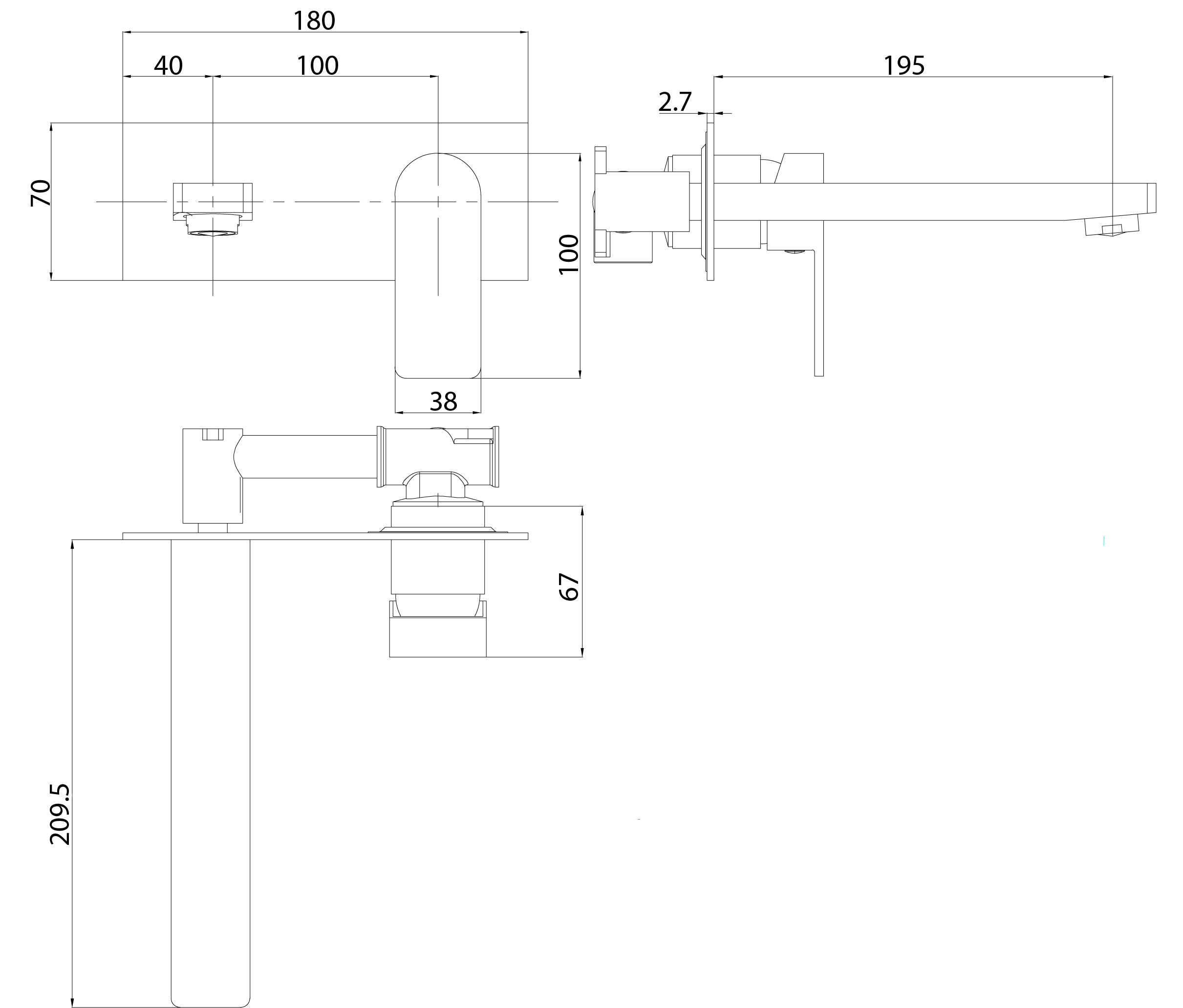 Flores Wall Basin Mixer