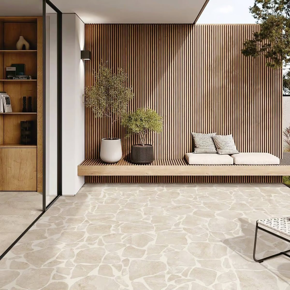 Norcia Travertine Porcelain Crazy Pave