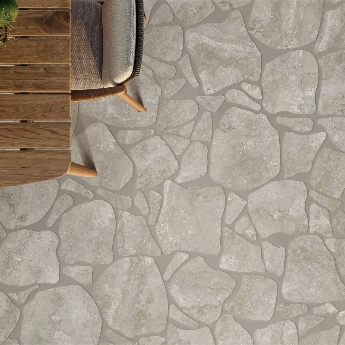 Norcia Travertine Porcelain Crazy Pave