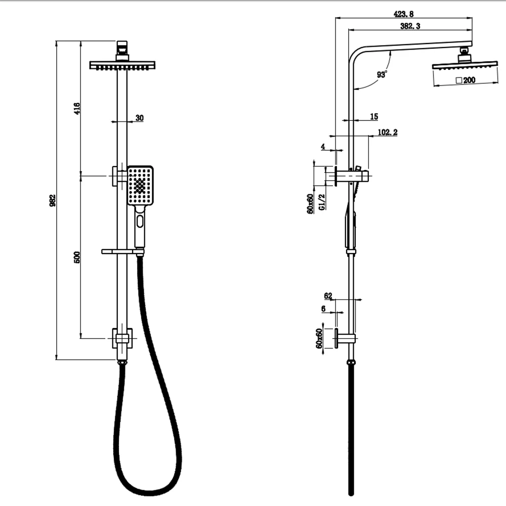 Eden Square Multi-function Shower Set