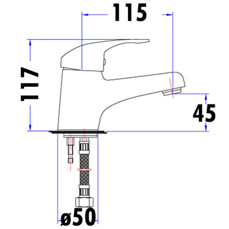 Mina Hollow Handle Basin Mixer