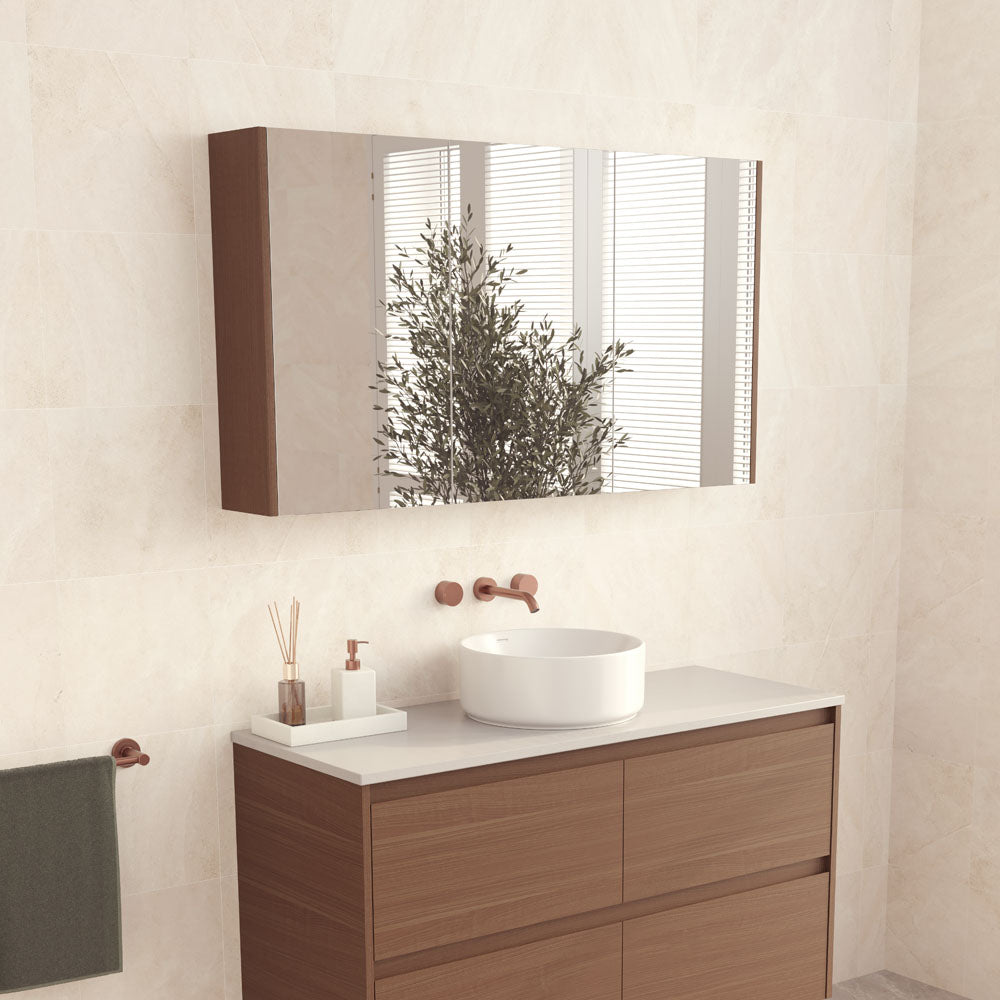 1200 Mirror Cabinet With Walnut Side Panels