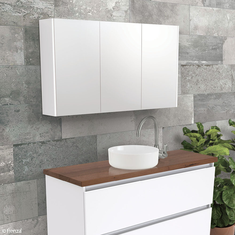 1500 Mirror Cabinet With Satin White Side Panels