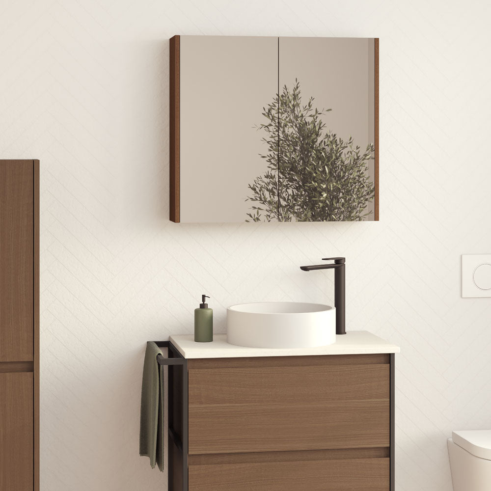 750 Mirror Cabinet With Walnut Side Panels