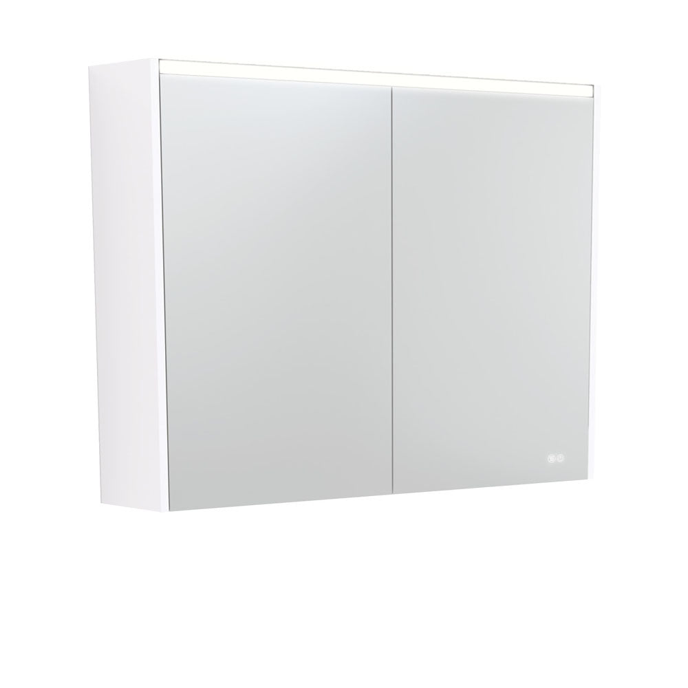 900 LED Mirror Cabinet With Gloss White Side Panels