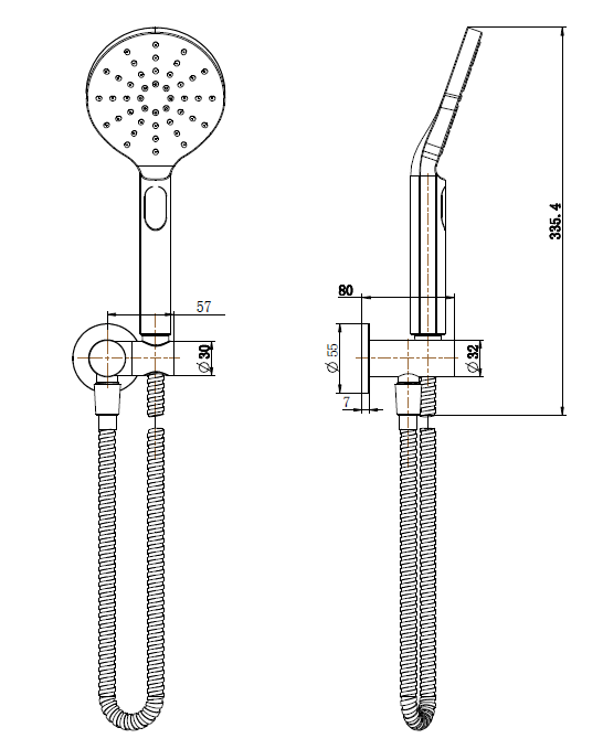 Cora Round Hand Shower On Swivel Wall Bracket