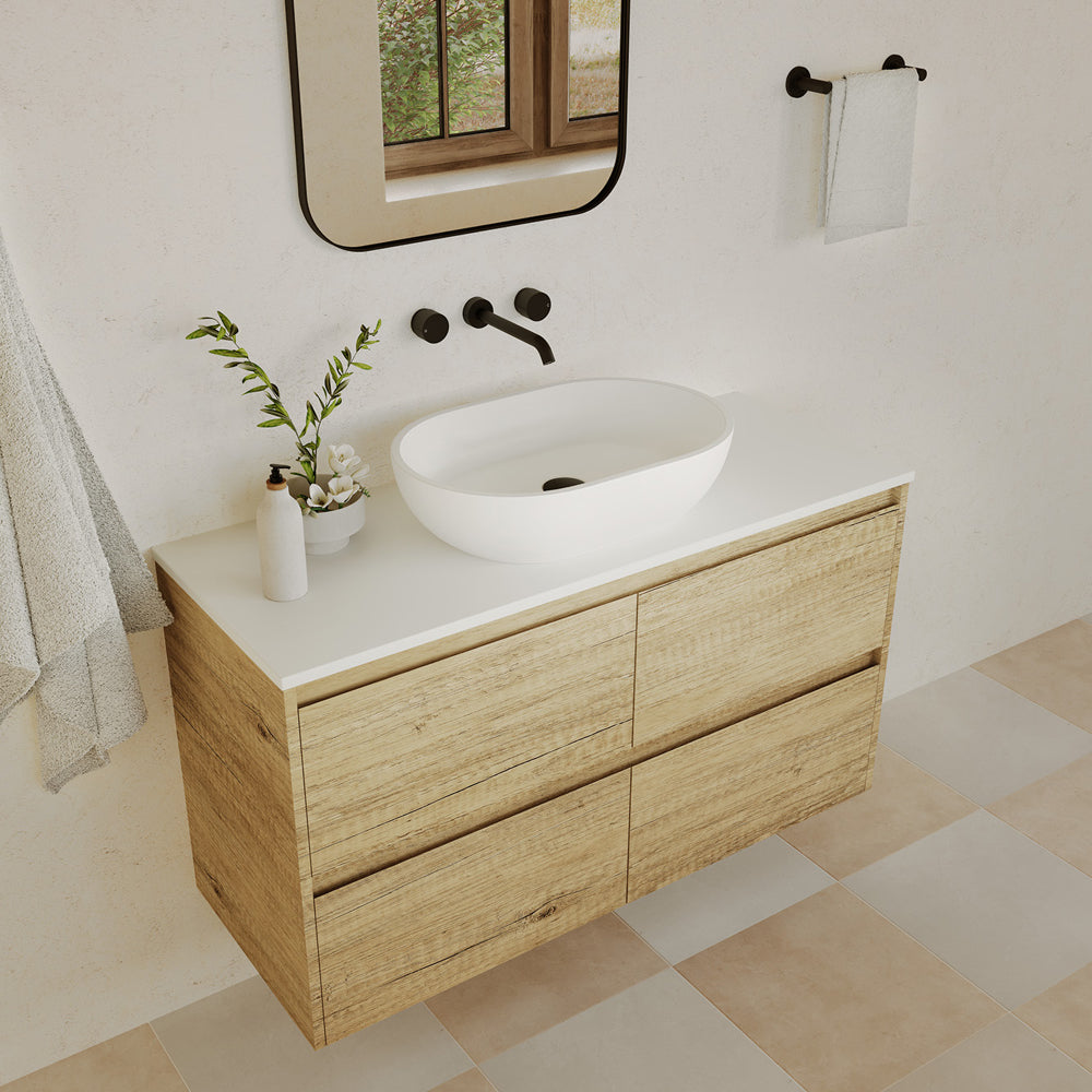Pure White Solid Surface Top Rectangular Full Depth