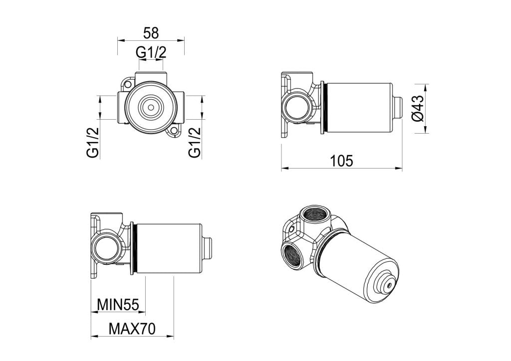 Tiago, Beki, Eleniko, Kaza - Shower Mixer - BODY ONLY - Neche Interiors