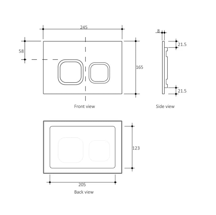 R&T Soft Square Dual Flush Plate