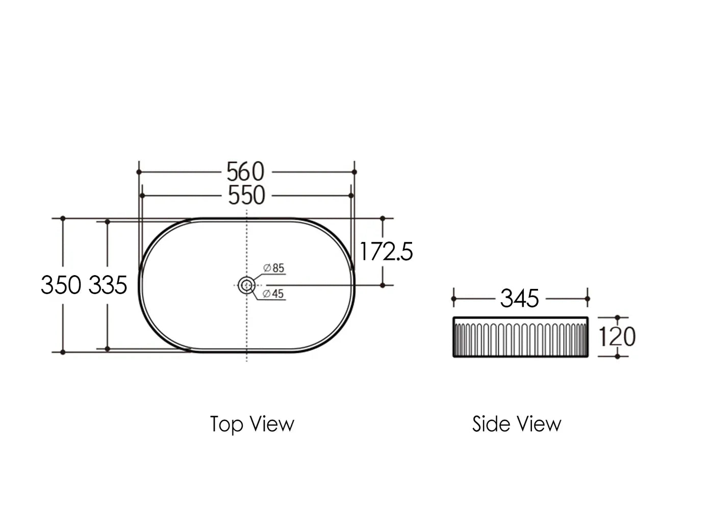 Kensington Oval Counter Top Basin