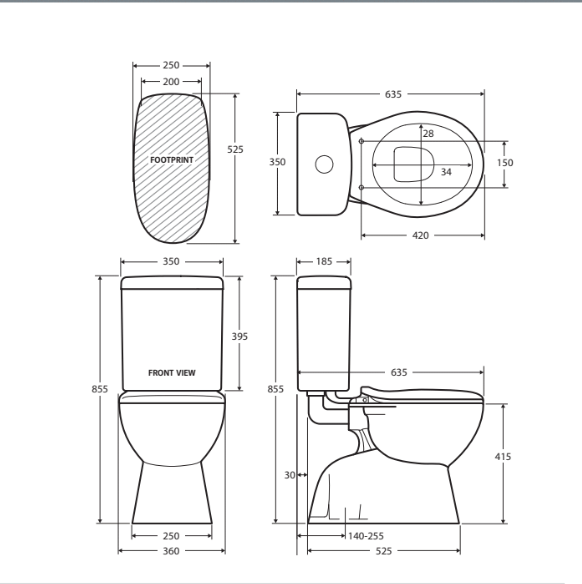 Stella Adjustable Link Toilet Suite