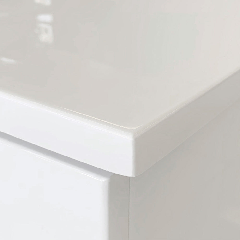 Vanessa Amato 750 Satin White Vanity On Kick, Industrial Panels