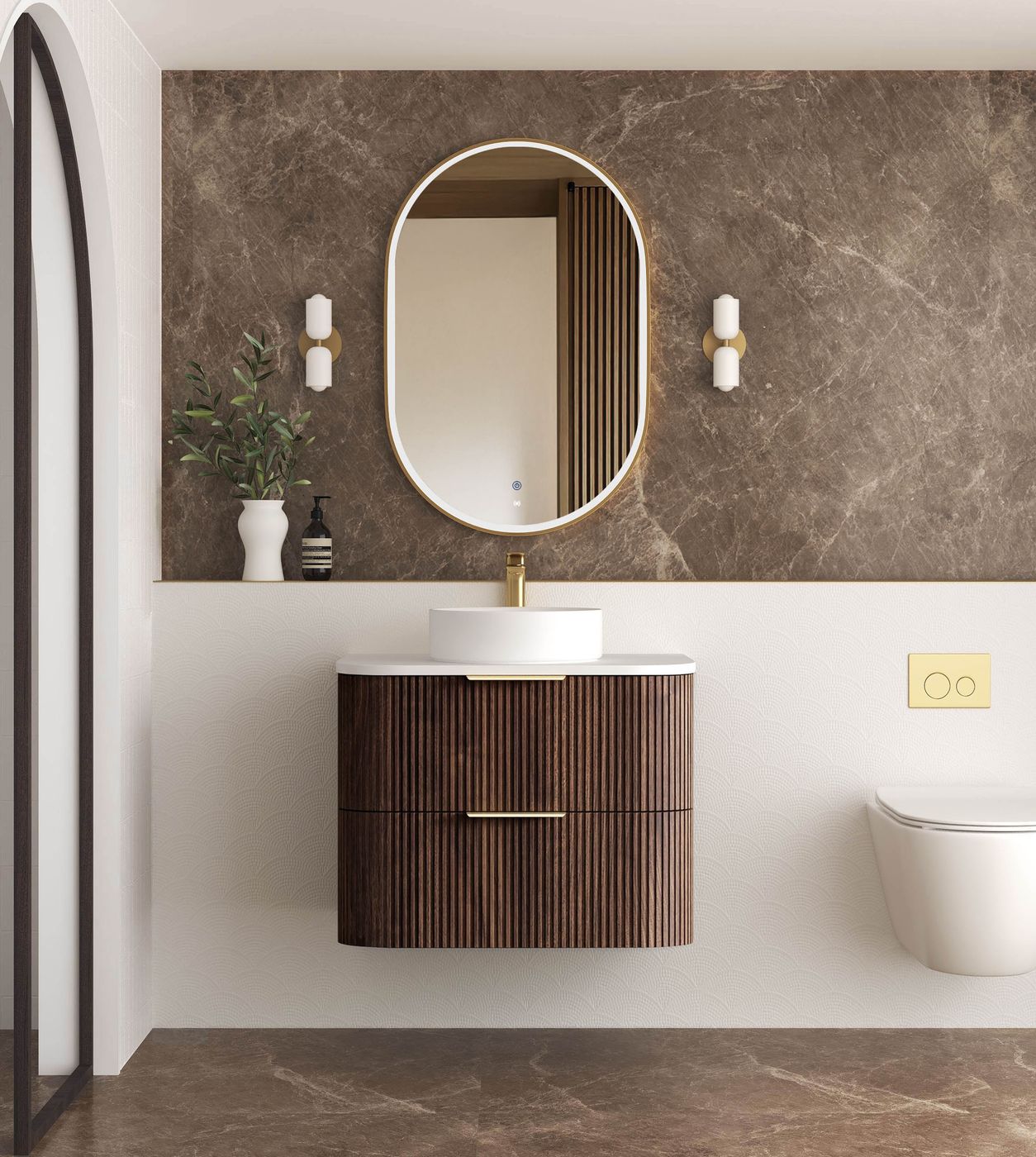 Havana Sable Walnut Wall Hung Vanity - Neche Interiors