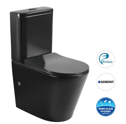 Oasis Rimless Back To Wall Toilet - Matte Black