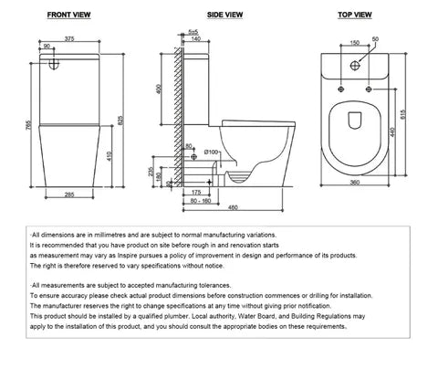 Oasis Rimless Back To Wall Toilet - Matte Black