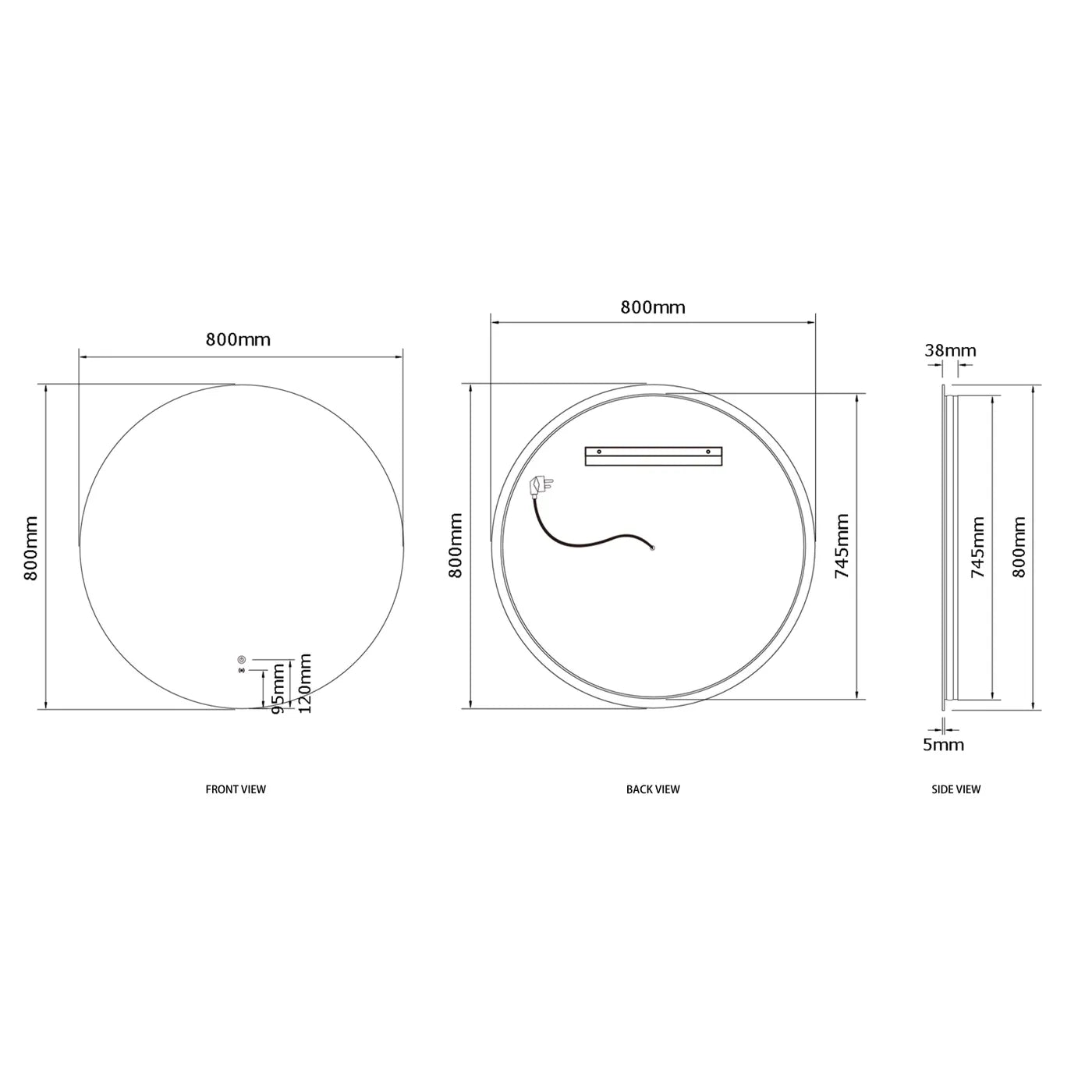 Bondi LED 800mm Frameless Mirror