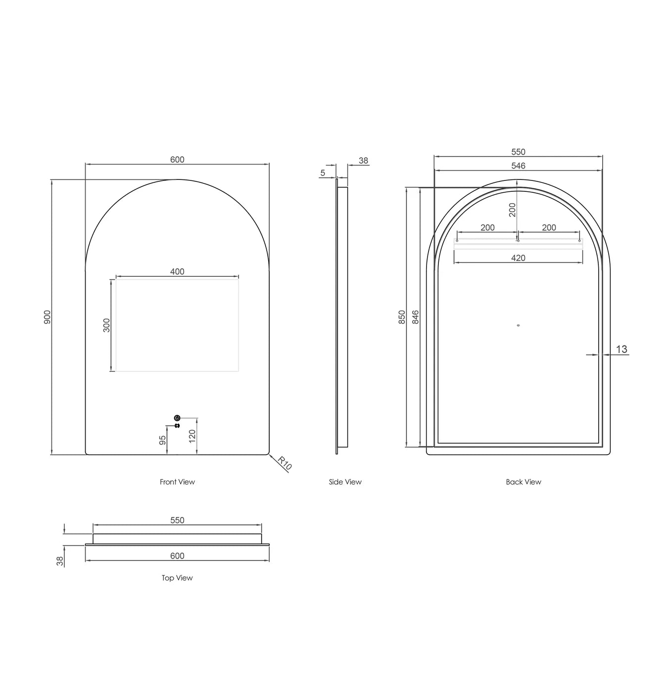 Archie LED Frameless Mirror