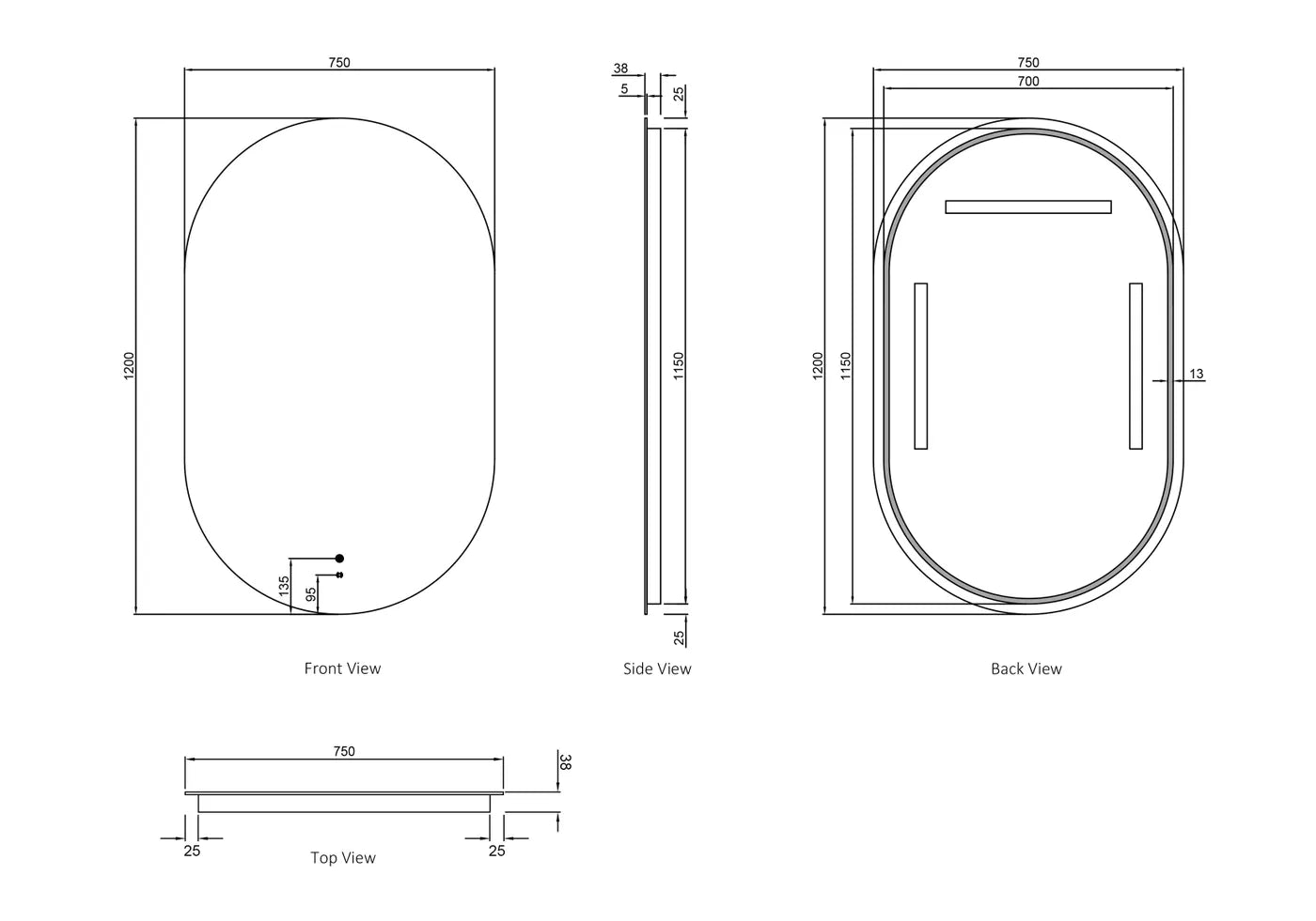 Noosa LED Frameless Mirror