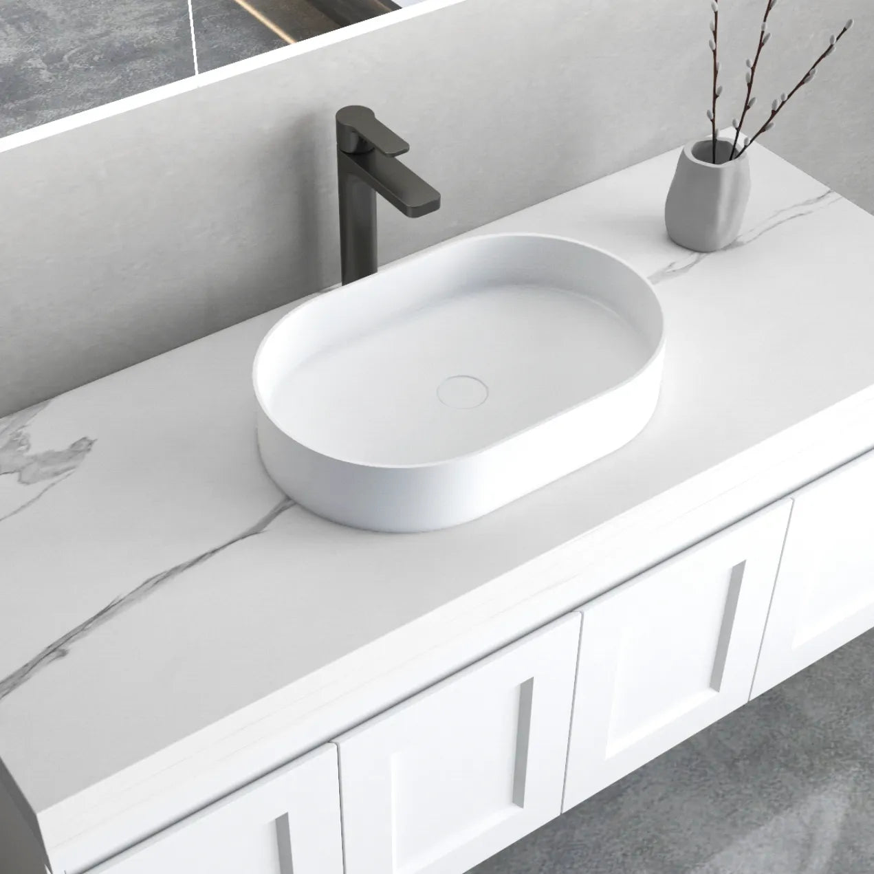 Noosa Solid Surface Matte White Basin - Neche Interiors