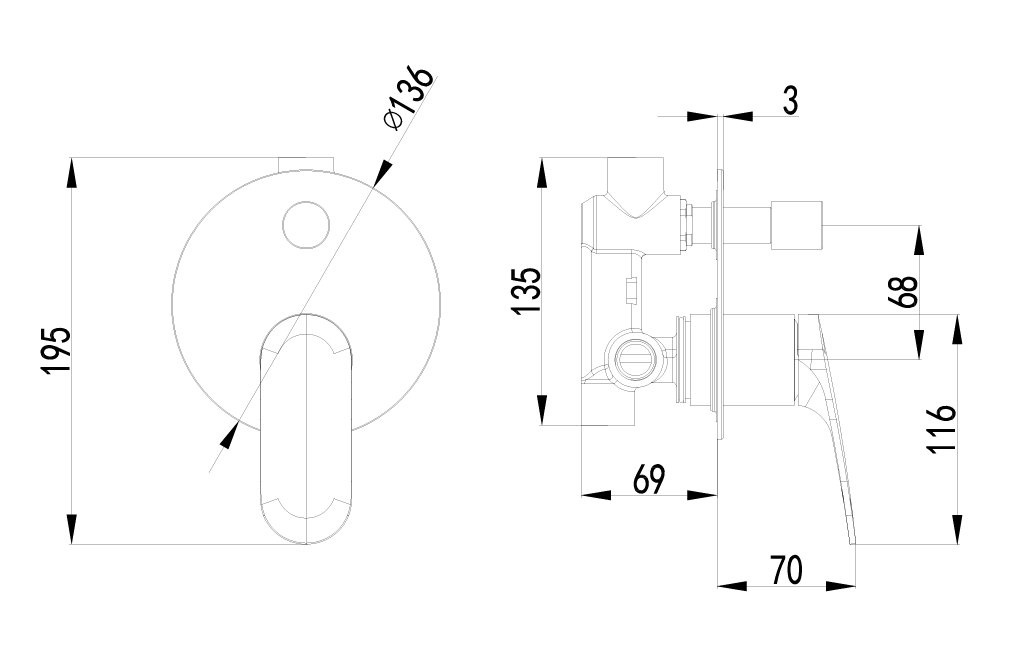 Sulu II Wall Mixer With Diverter