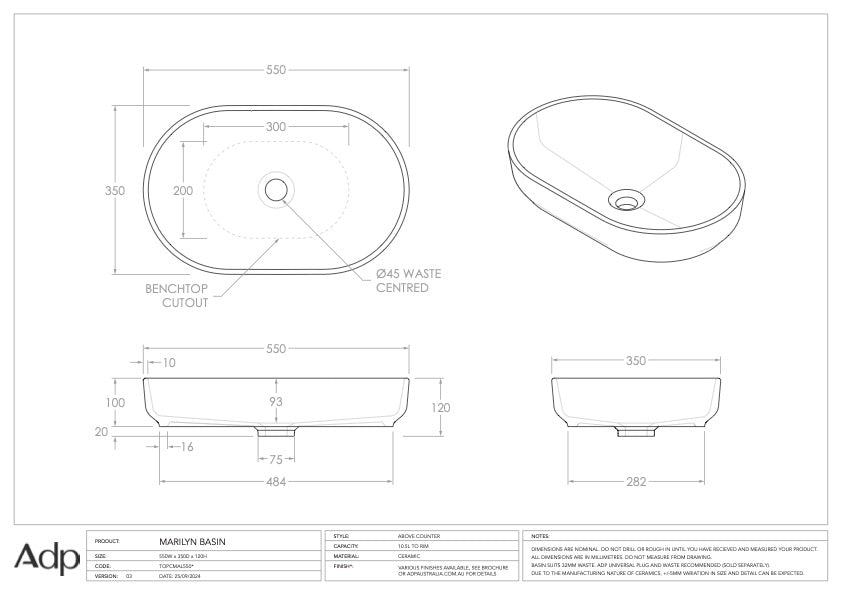 Marilyn Counter Top Basin