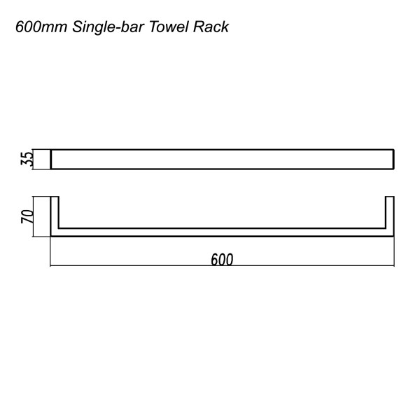 Cavallo Metal Grey Square Single Towel Rail