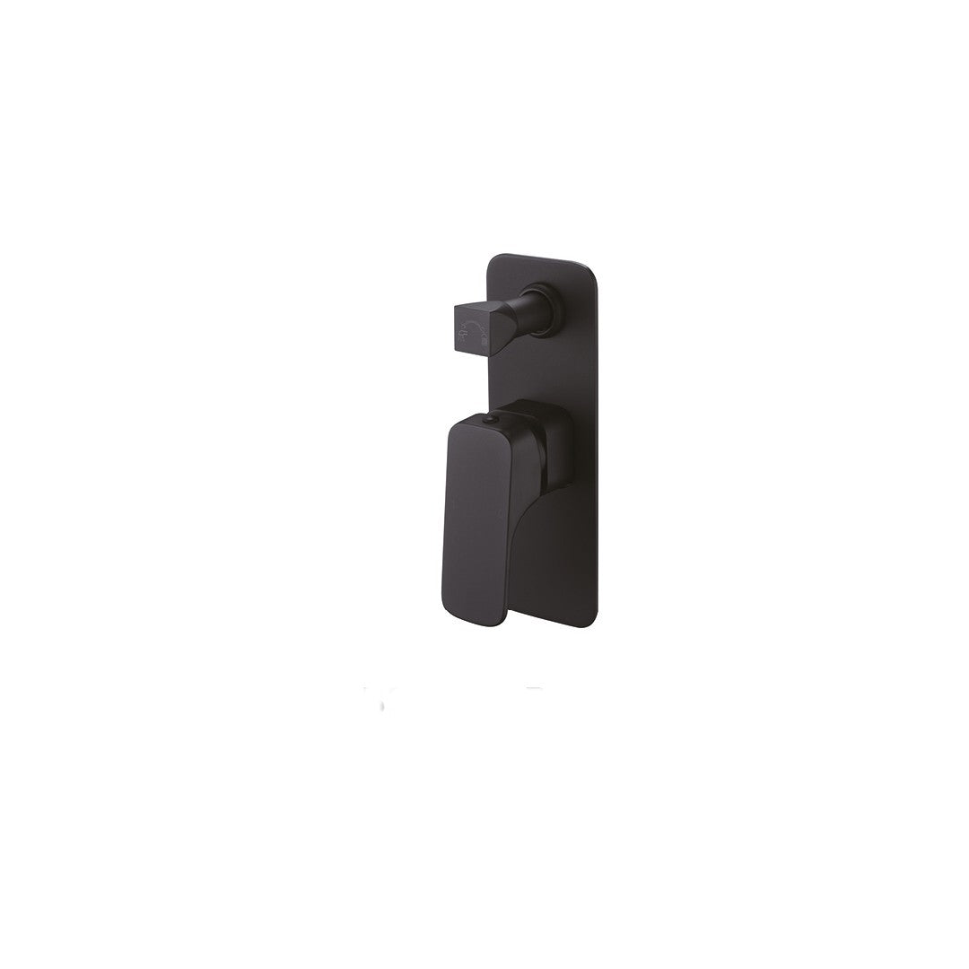 Cubed Matte Black Wall Mixer With Diverter