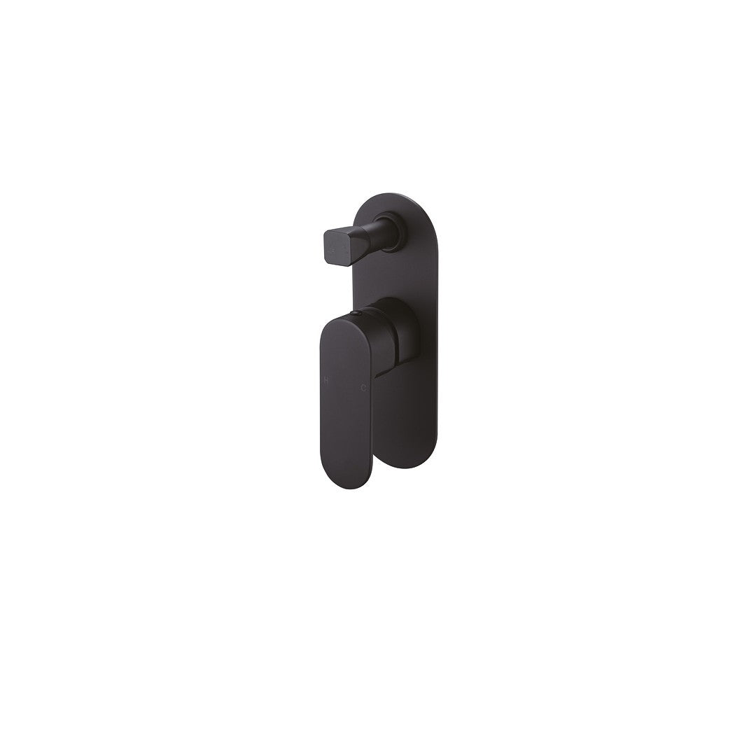 Oval Matte Black Wall Mixer With Diverter