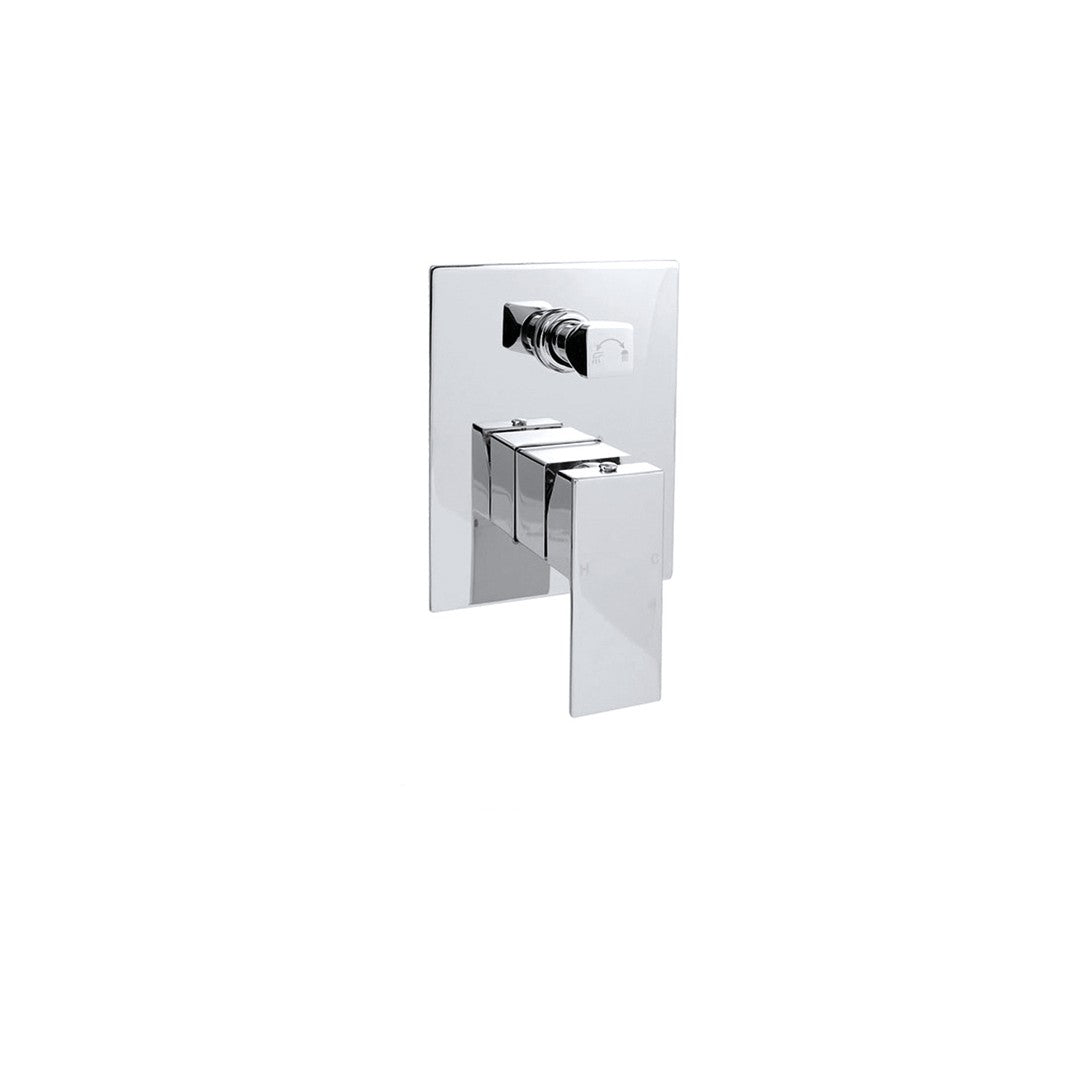 Square Chrome Wall Mixer With Diverter